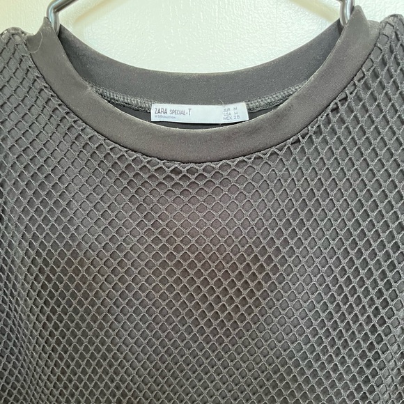 Zara armless mesh top with attached lining-black-size M US - Picture 8 of 12
